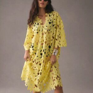Anthropologie Yellow Lace Kaftan - NWT